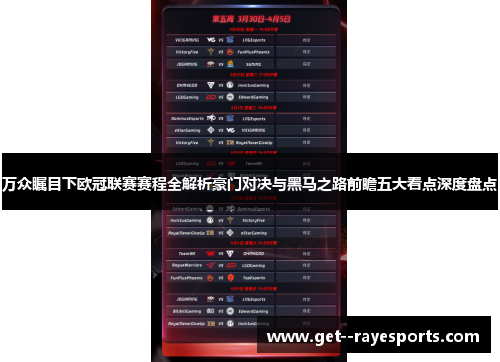 万众瞩目下欧冠联赛赛程全解析豪门对决与黑马之路前瞻五大看点深度盘点